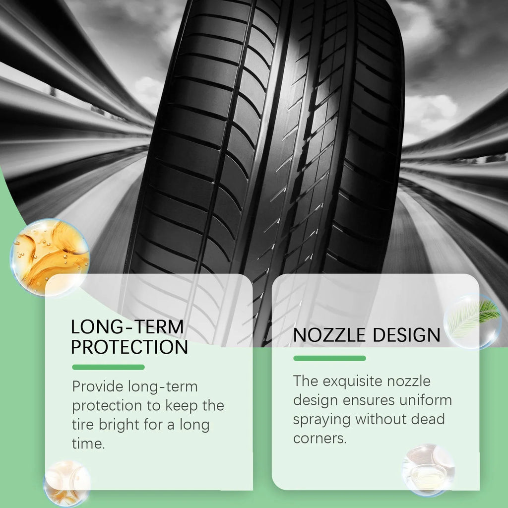 Car tyre protectant 120ml bottle with silicone oil formula for rubber conditioning and decontamination
