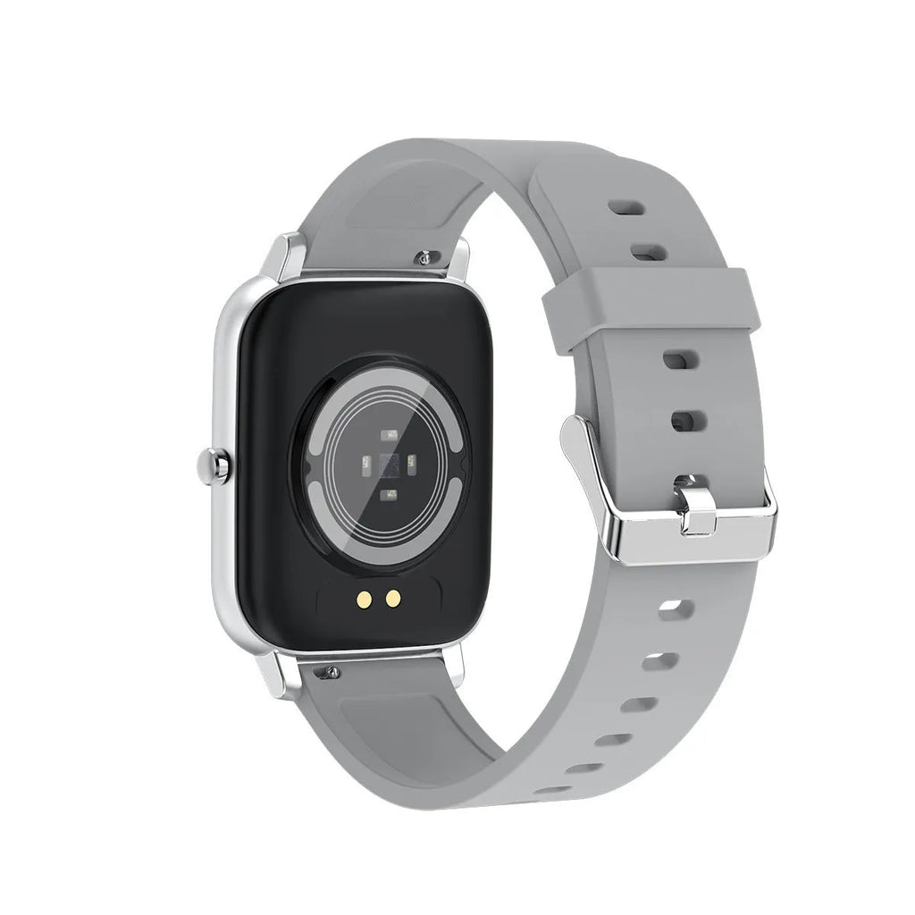 H80 smart watch in black with a 1.69-inch screen showing heart rate and ECG data on the wrist.