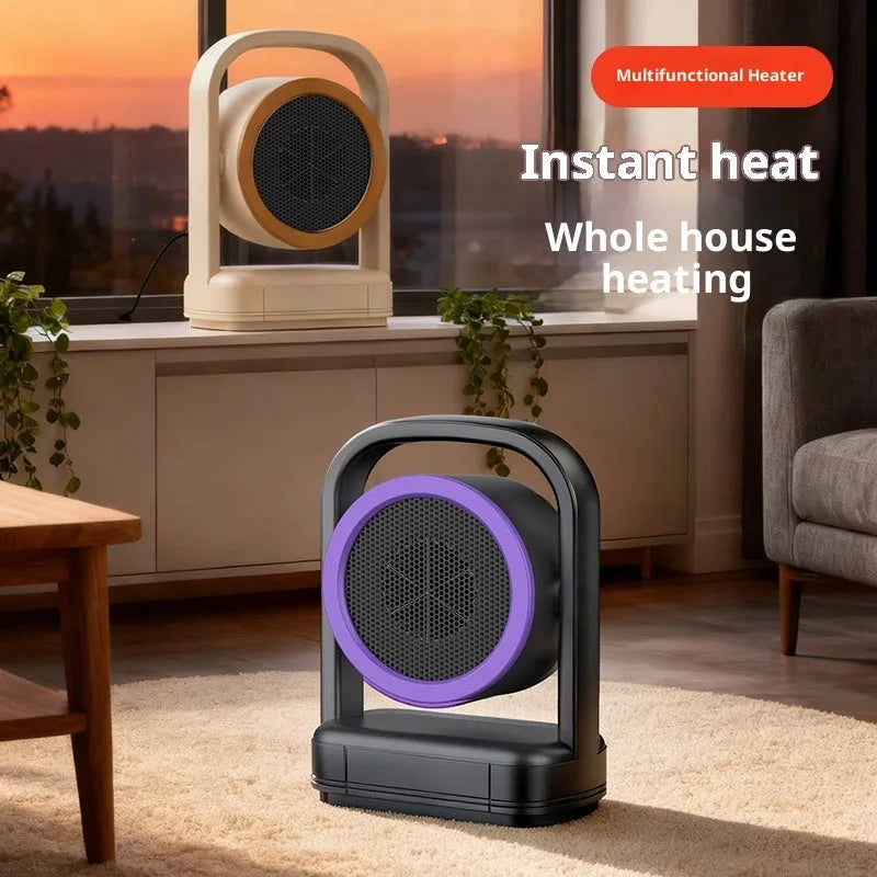 Household desk heater in beige with shaking head and 2 fan speed settings