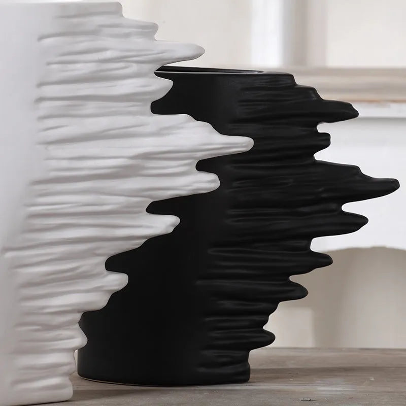 Nordic porcelain head ornament vase with matte finish, shown in black or white as a hanging decoration.