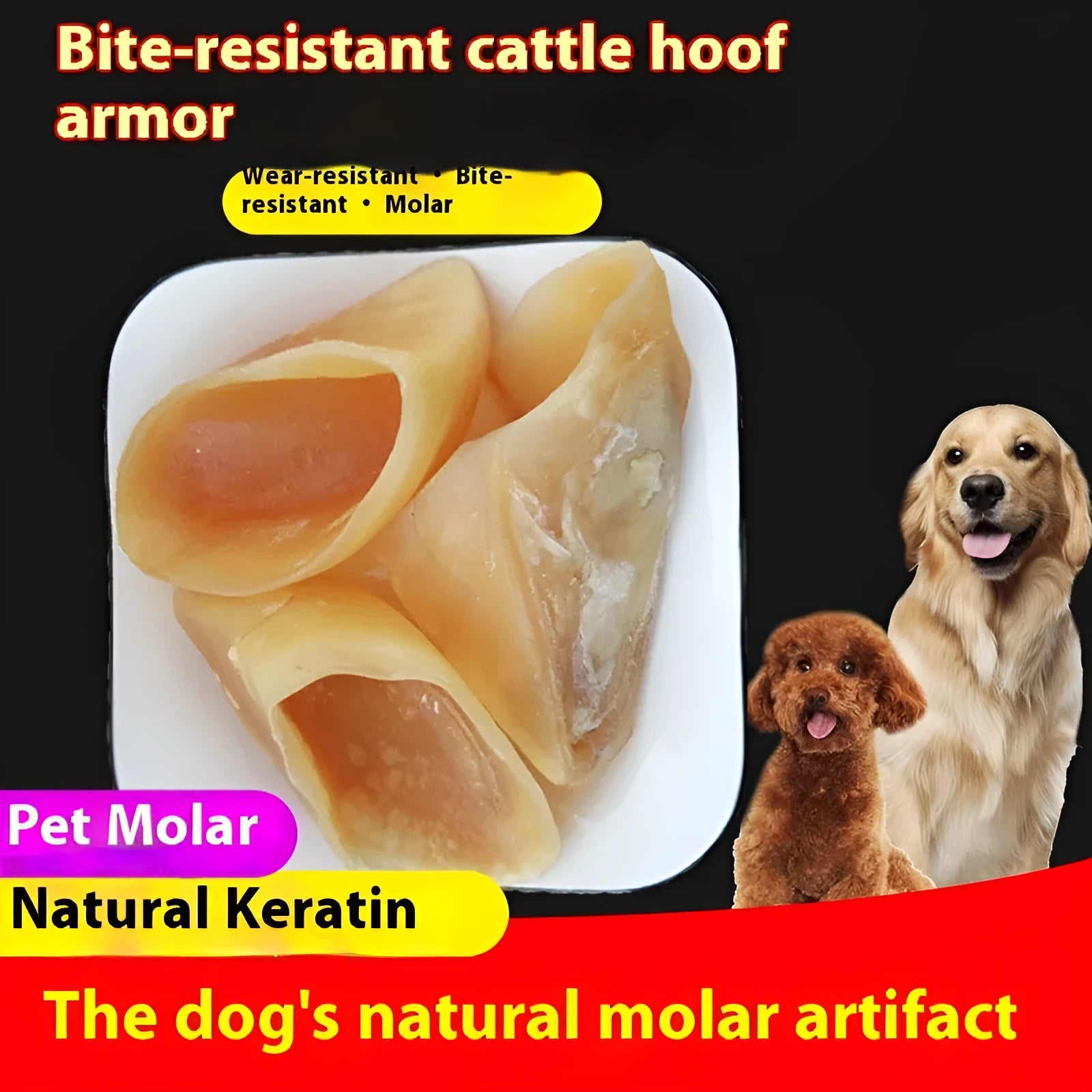 Natural cowhide hoof shell shaped dog chew treat for small and large breeds.