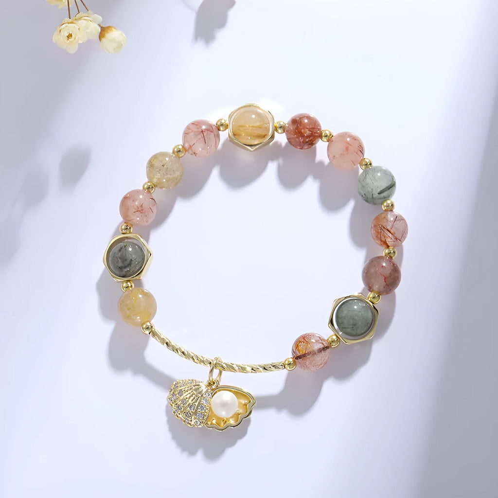 Colourful cartoon animal zodiac crystal shell bracelet for women with electroplated finish