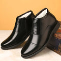 Winter real leather fleece lining men's casual cotton shoes black colour with rubber sole