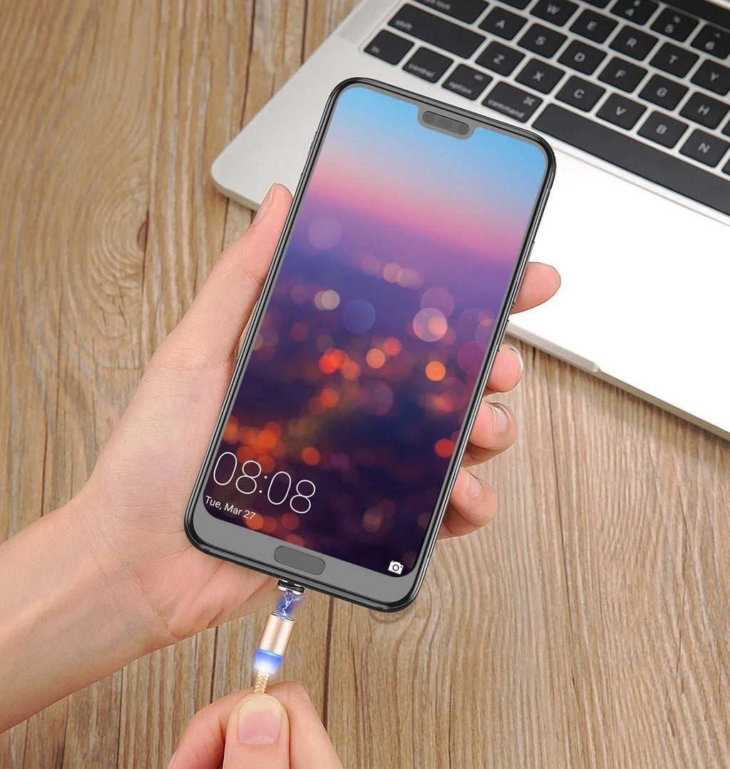 USLION circular magnetic charging cable with aluminium alloy housing and LED indicator