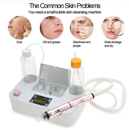 Portable oxygen spray hydro jet machine with bottle and crystal heads for blackhead removal and face cleansing