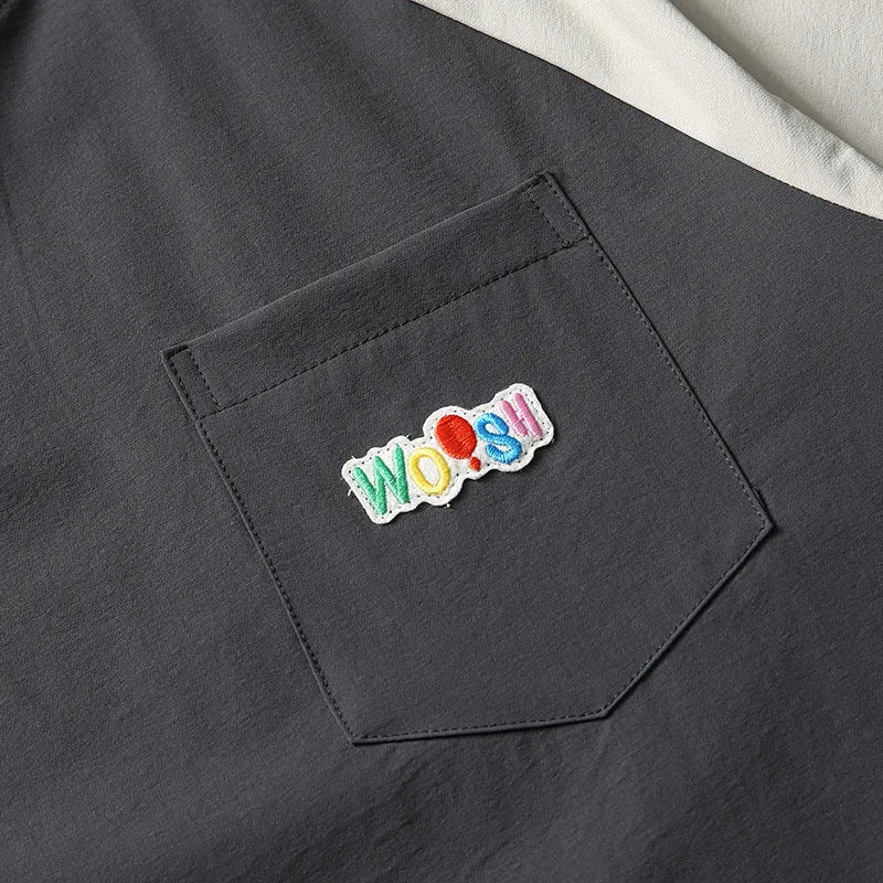 Dark grey loose fit t-shirt with raglan sleeves and contrast colour detailing