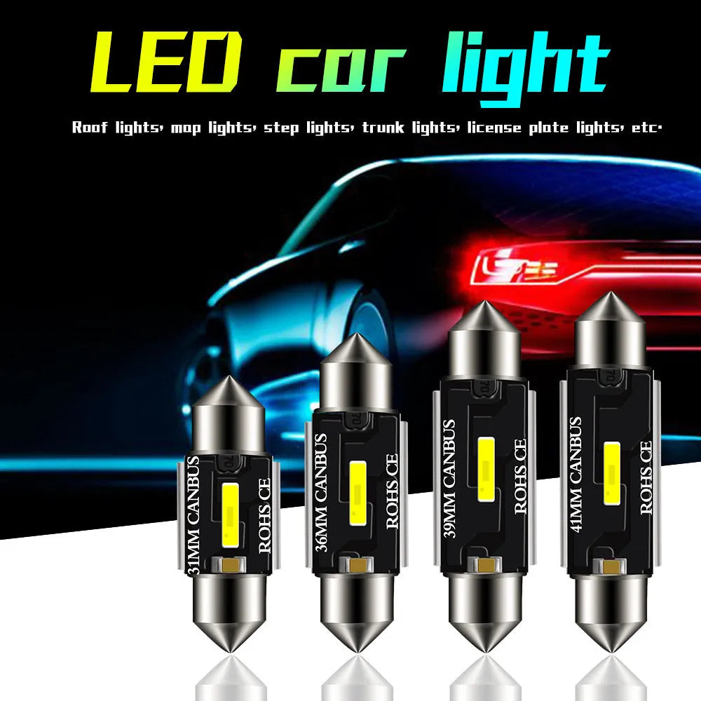 12V 12-LED car reading light white 3W universal interior dome light 31-41mm