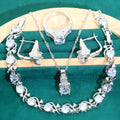 Bridal zircon necklace, bracelet, earrings, and ring four-piece jewellery set in alloy.