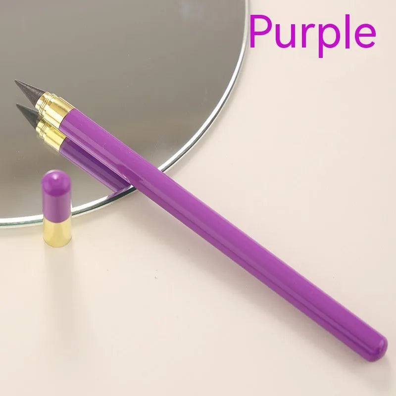 Acrylic transparent eternal pencil with alloy tip showing colour refill options