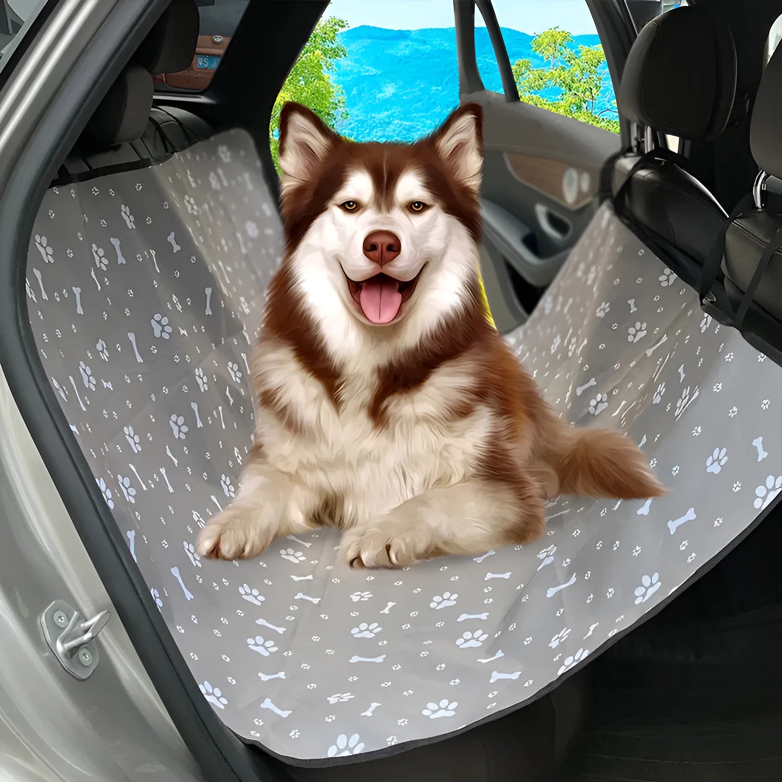 Car pet protection mat for rear seats with water resistant cloth fabric in multiple colour options