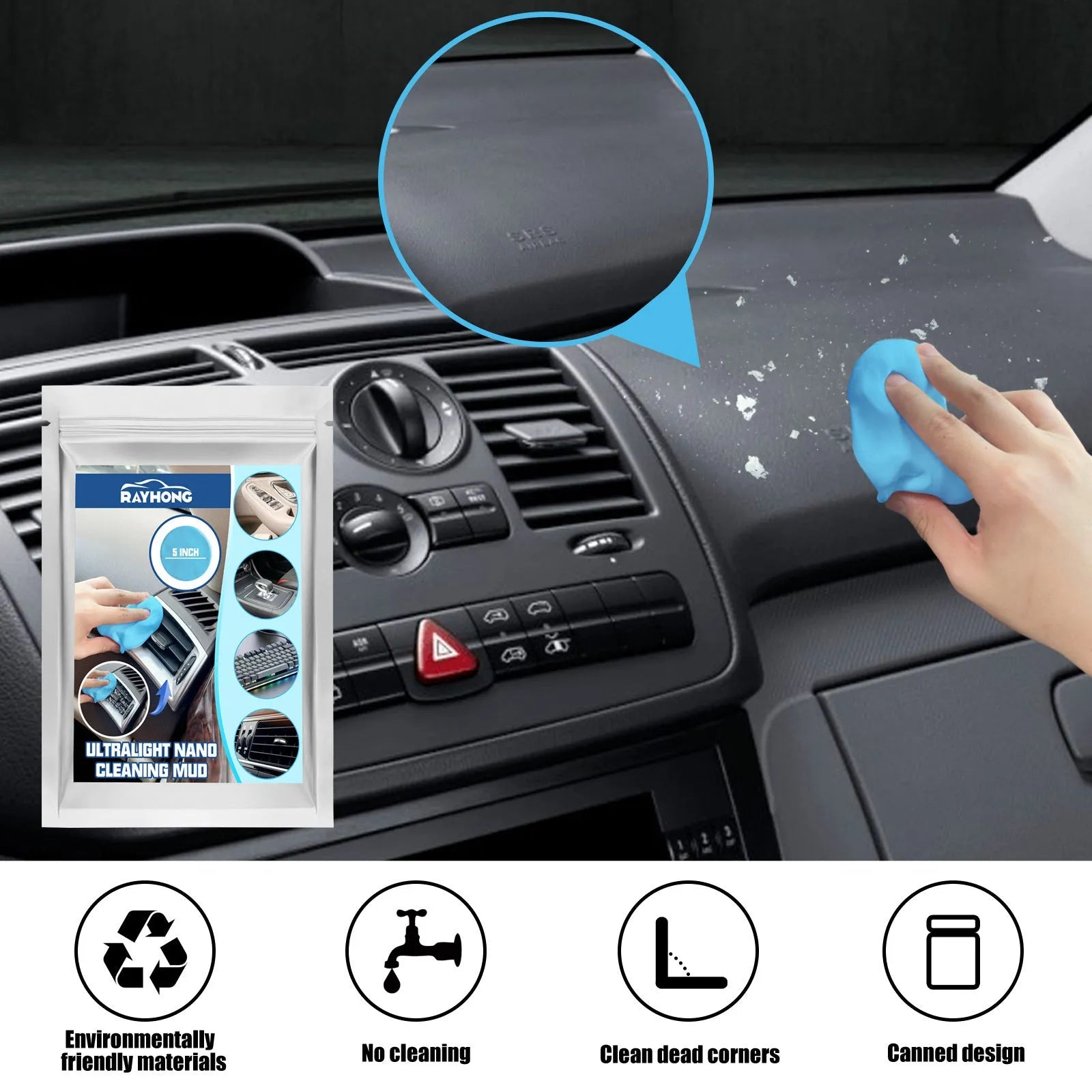 20g car interior gap cleaning mud putty for dust removal, shown with dimensions 15cm by 10cm.
