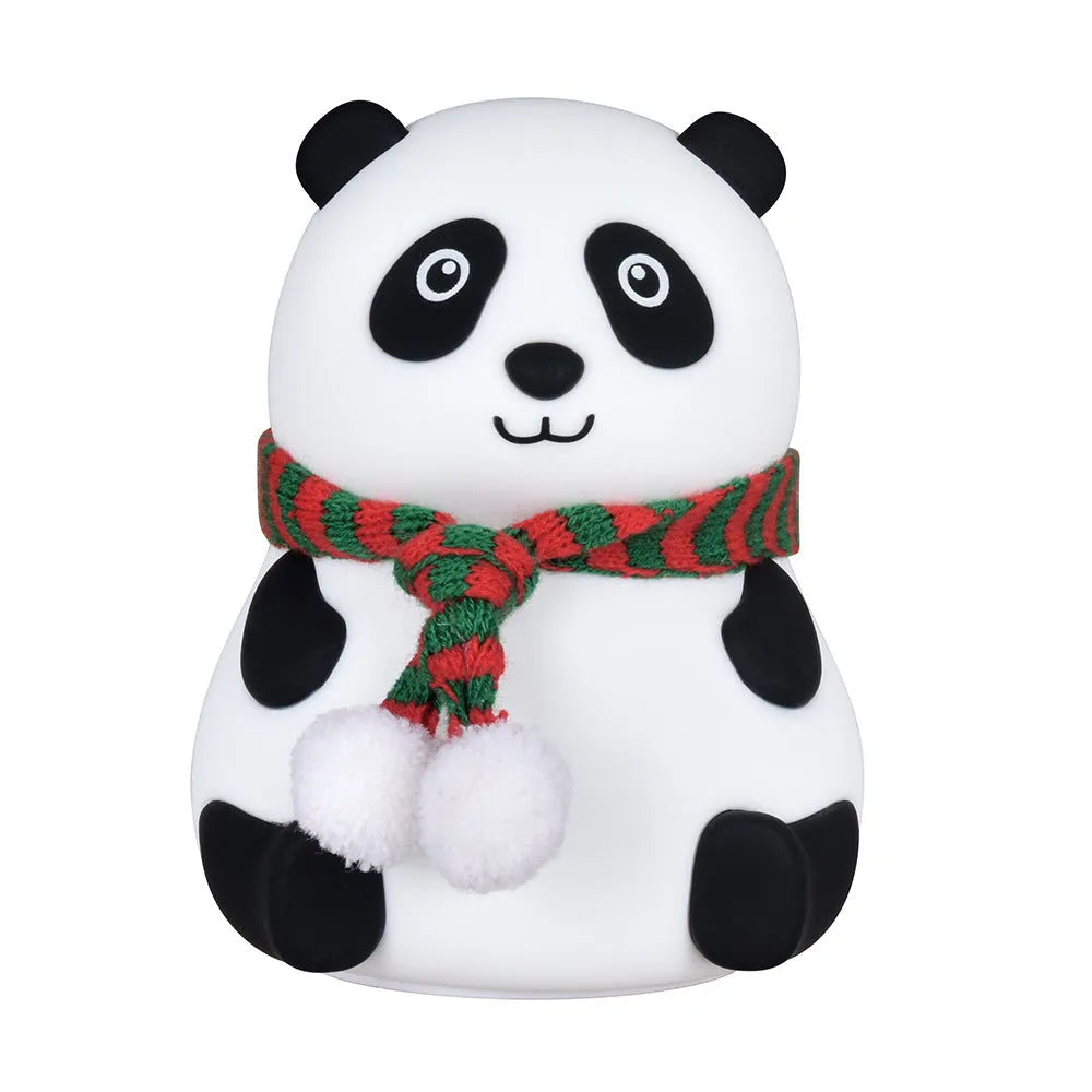 White and black panda silicone night light with USB port and soft glowing illumination