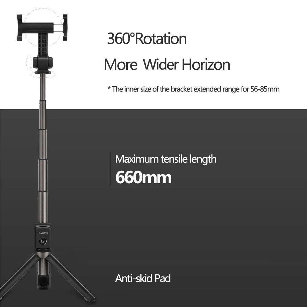 AF15 Bluetooth wireless tripod selfie stick extended to 660mm in black plastic finish
