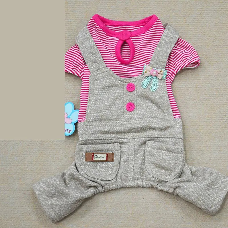 Autumn winter four-leg small dog padded cotton coat in grey loose fit thick lining
