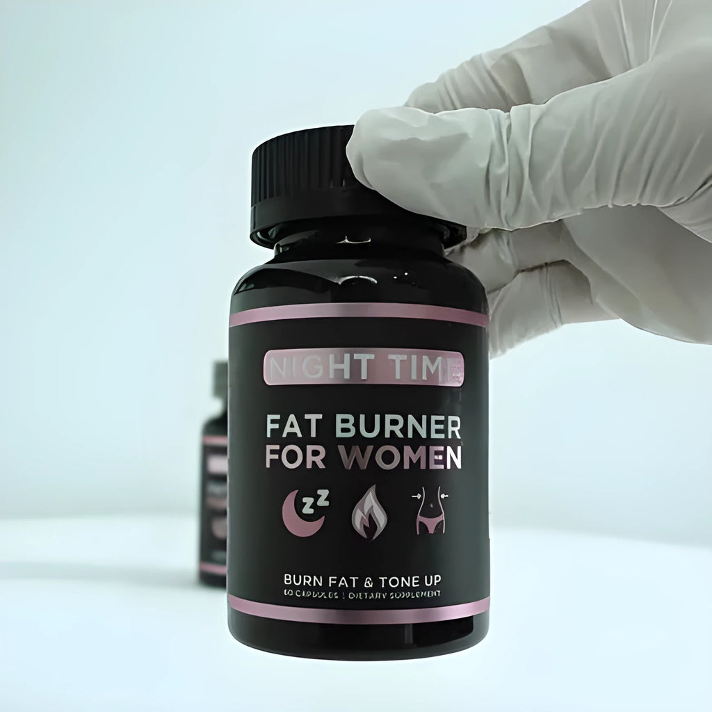 Bottle of L-Carnitine capsules with white kidney bean extract dietary supplement
