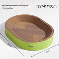 Green oval corrugated paper cat scratch board and nest bed, 55cm diameter