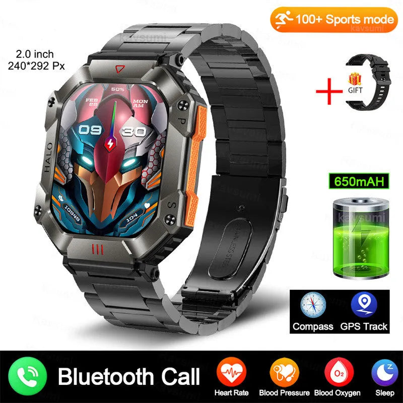 Black Android smart watch for women with titanium alloy case on a leather strap, showing GPS and call functions.