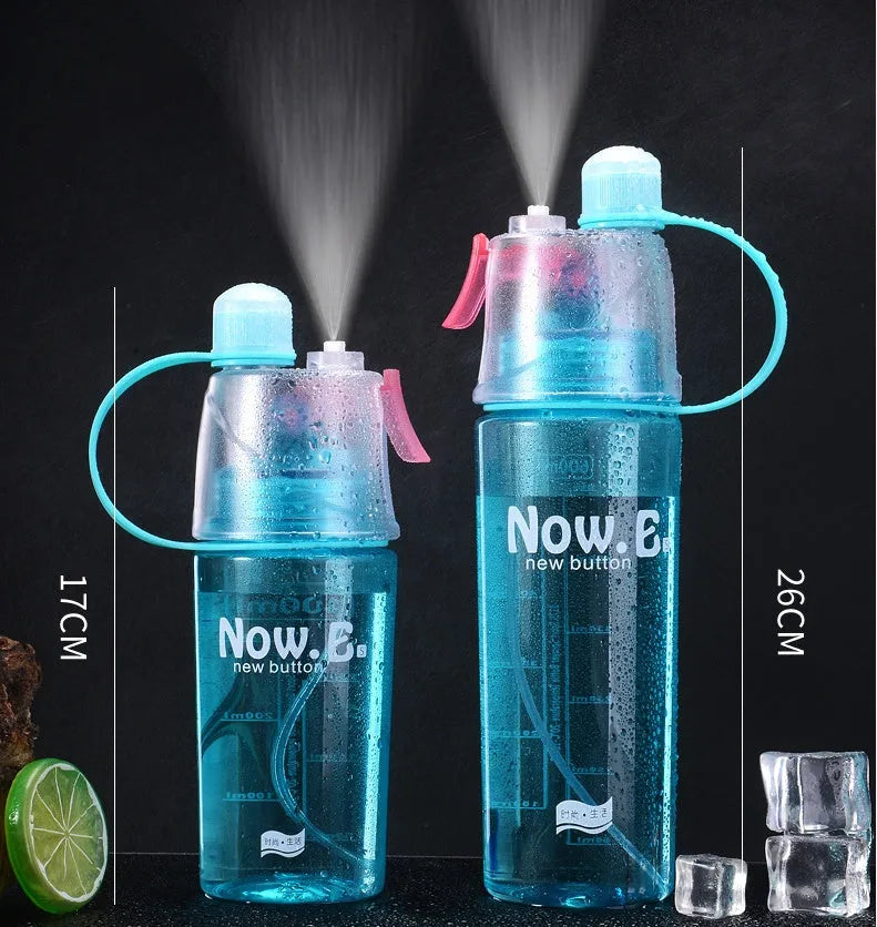 Portable green mist spray sports bottle with handle and leakproof cap