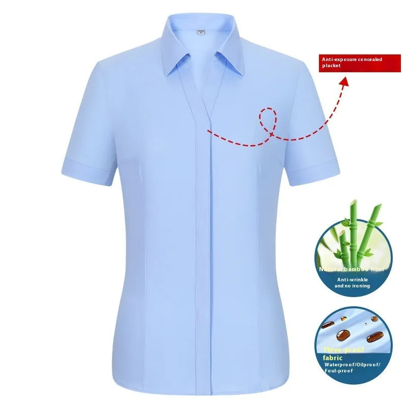 Men's slim fit bamboo fibre shirt with square collar, in a solid colour, showcasing waterproof and stain-resistant fabric.