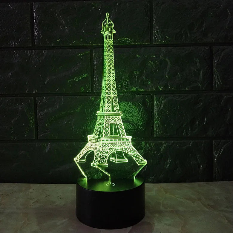 Eiffel Tower 3D Night Light Creative Colourful Touch and Remote Control ABS Acrylic Desk Lamp 7 Colours Adjustable Gradient USB Powered Home Décor Gift