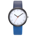 Women's grey contrast PU strap quartz watch with 40mm alloy case, pin buckle, and ordinary glass mirror
