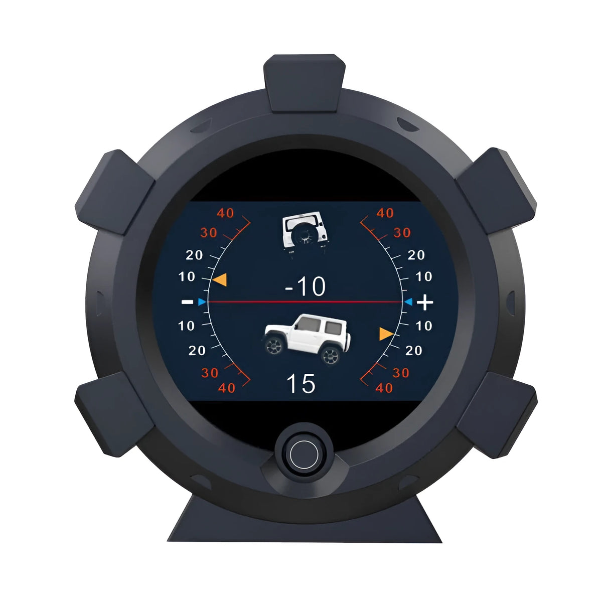 Car incline meter with altitude display showing slope angle, designed for off-road vehicle dashboard mounting OBD colour variant