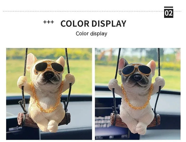 Resin bulldog car hanging ornament for rearview mirror decoration in cartoon style