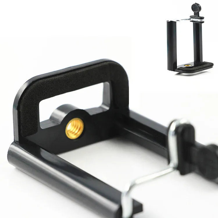 Black plastic U clip mobile phone holder bracket for mounting on poles.