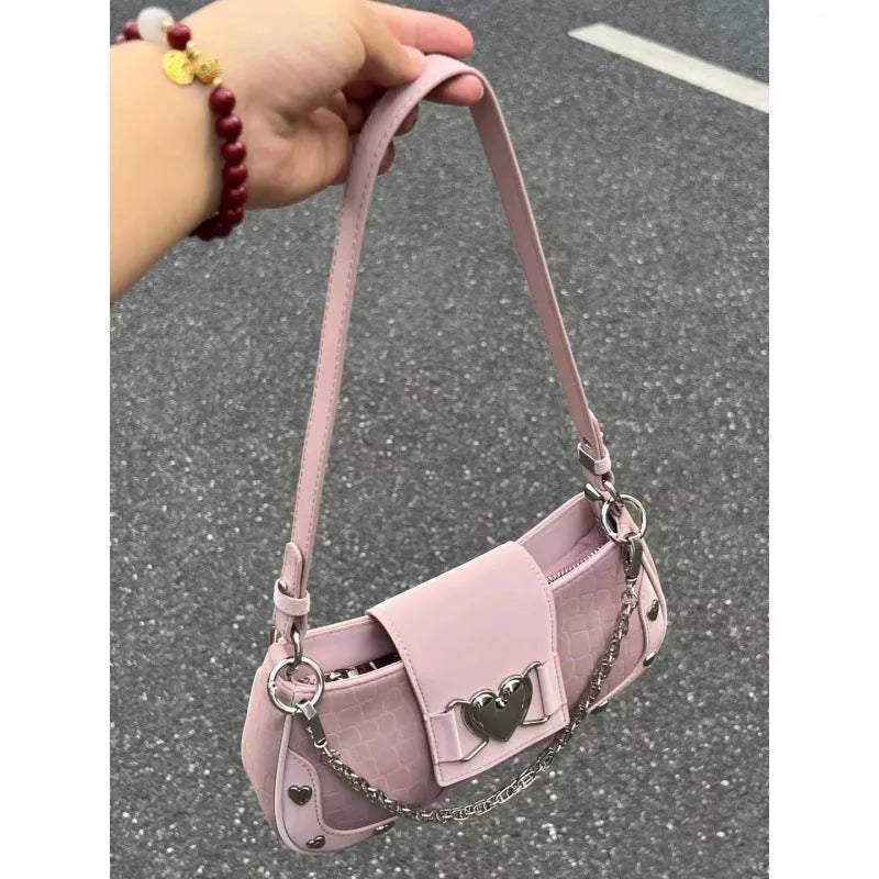 Sweet cool love corduroy underarm bag with chain detail and shoulder strap
