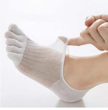 Modal five-finger ultra-thin boat socks in black, dark grey, light grey, khaki and white colours