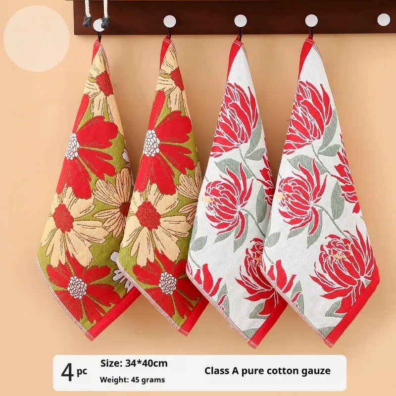 Class A cotton gauze square towel for kids, lint-free hanging handkerchief, 40x34cm, pure cotton plain weave, multi-colour pack