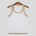Men's black mesh fitness vest with straight hem design on white background