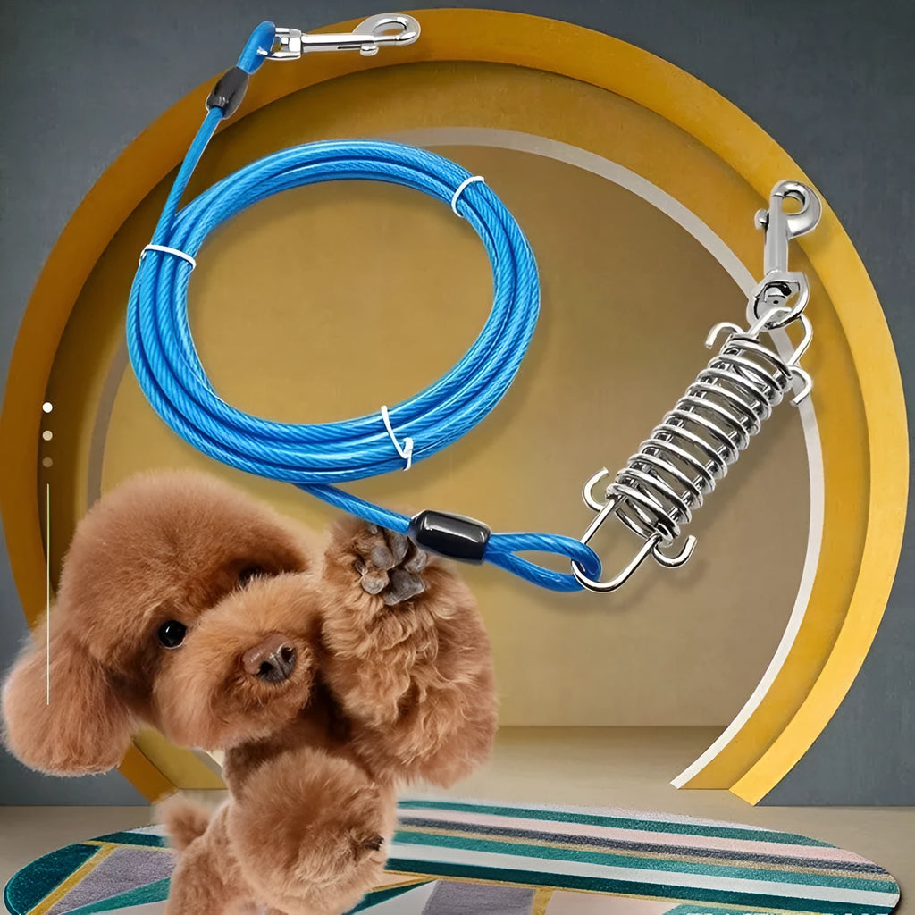 Dog hand holding rope leash with martin buckle in multiple colours and lengths with steel wire core