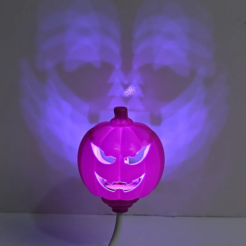 USB rechargeable plastic pumpkin lamp with yellow or purple LED light for Halloween decoration