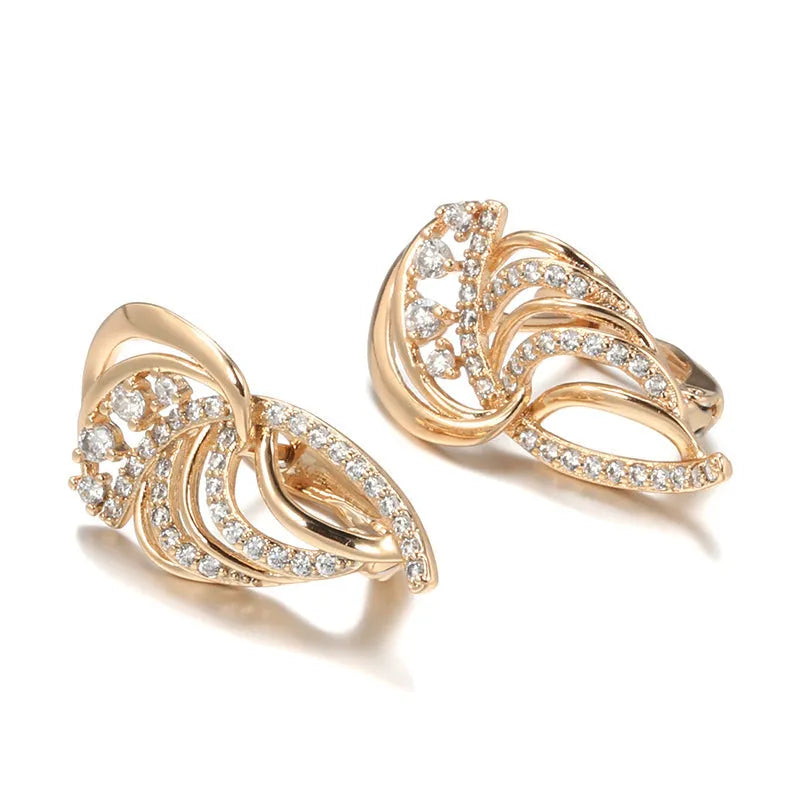Gold-plated copper ear clips with geometric U-shaped design and micro inlaid zircon stones in colour H0195