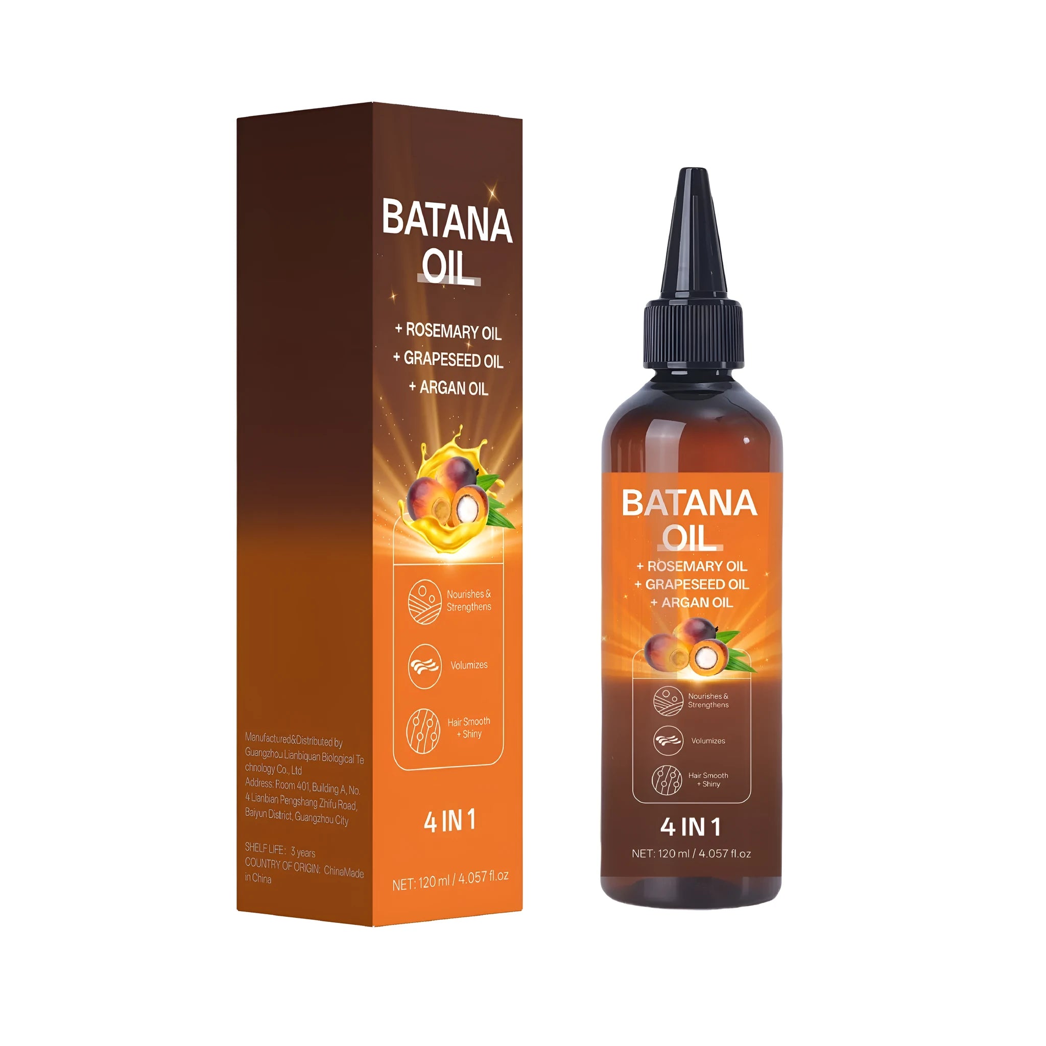 Batana styling cream treatment oil in container, size 40mm by 40mm by 159mm.