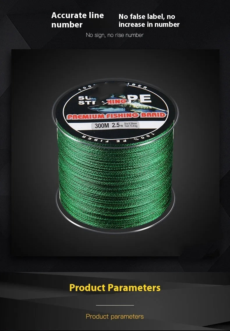 PE fishing line roll in various colours with line number selection from 0.4 to 3.5