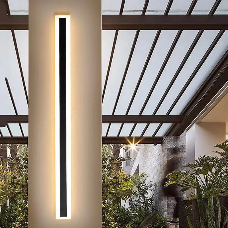 Outdoor waterproof line wall lamp with remote control showing adjustable length and three light colour options