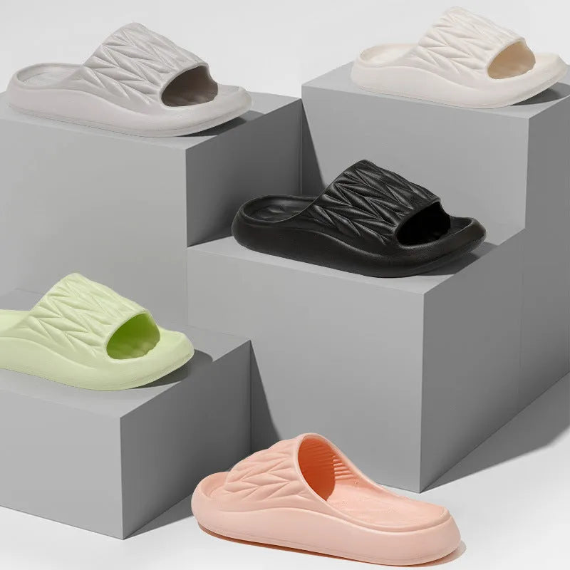 Leaf texture design EVA household slippers with non-slip soles in various colours