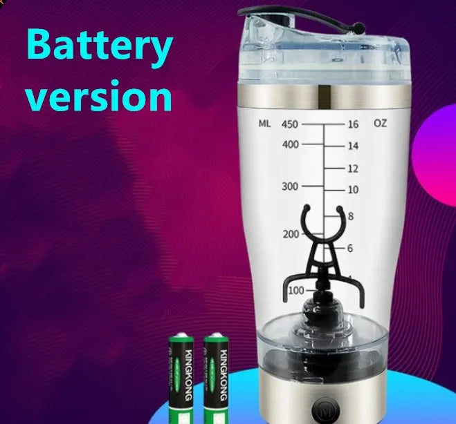 Electric protein shaker cup 450ml 600ml with USB Type-C and stainless steel colour