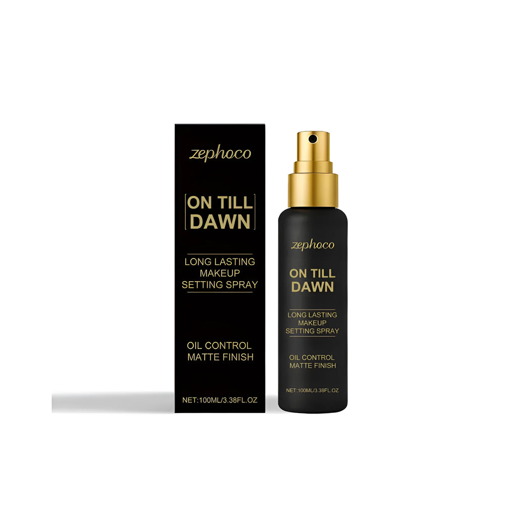 100ml bottle of long-lasting makeup setting spray for oil control and hydration.