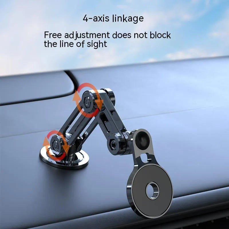 Black magnetic car phone holder with suction mount for vehicle dashboard or windscreen attachment