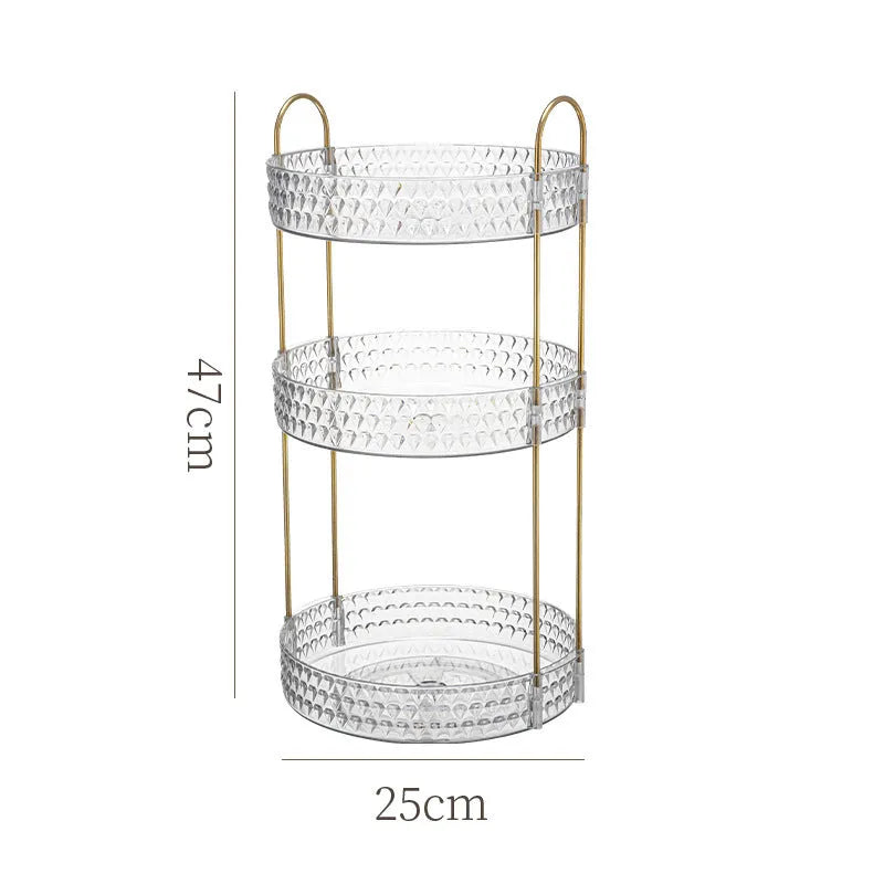 Light luxury cosmetics storage box in PET and metal, available in double layer, single layer, and three layers