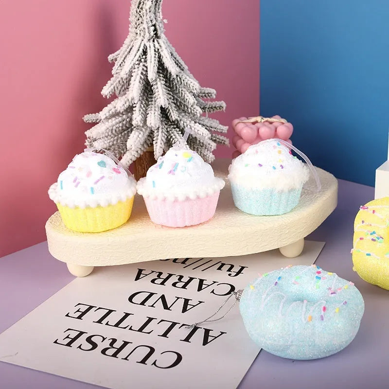 Foam Christmas pendant in macaron colours, Korean style, Ice Cream Cake shape, available in Blue Pink Yellow