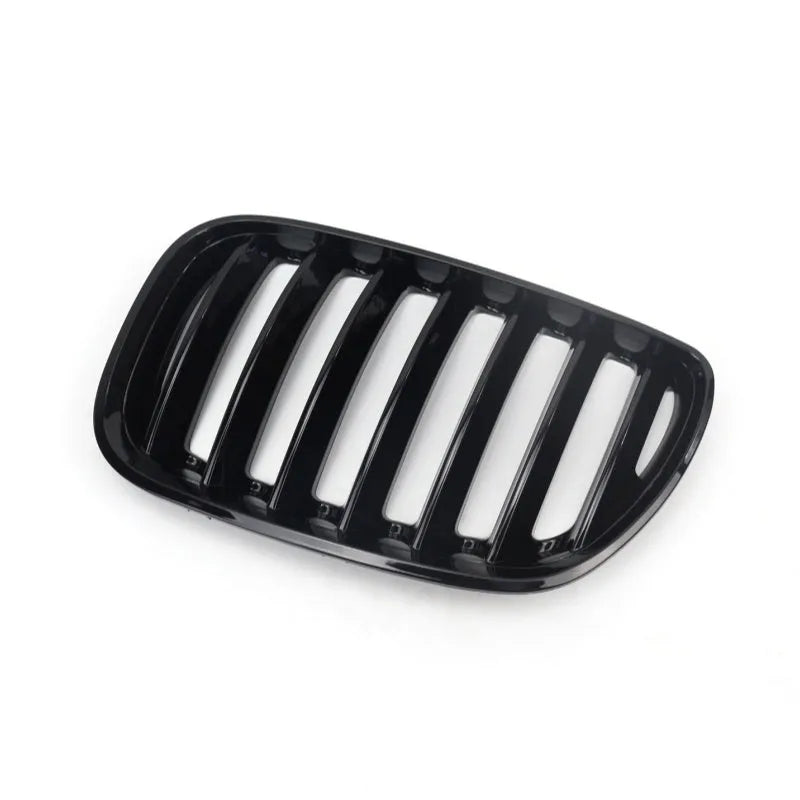Bright black ABS plastic BMW X5E middle mesh grille pair for G05 53 model.