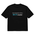 Black men's loose fit short sleeve t-shirt with a vibrant 3D digital cartoon print on the front.