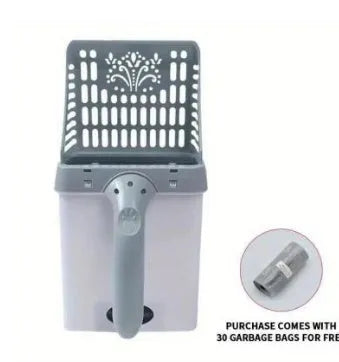 Neater Litter Scooper with attached waste bin and 15 scented bags, 24x10.5x5cm, in green or blue