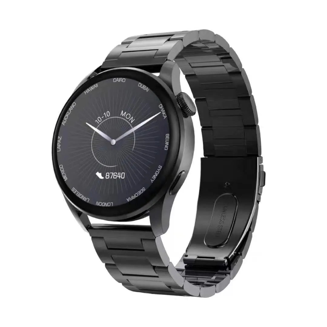 Wireless charging health monitoring sports watch with 1.3-inch screen, TPU strap, heart rate and blood pressure tracking, black crude steel colour