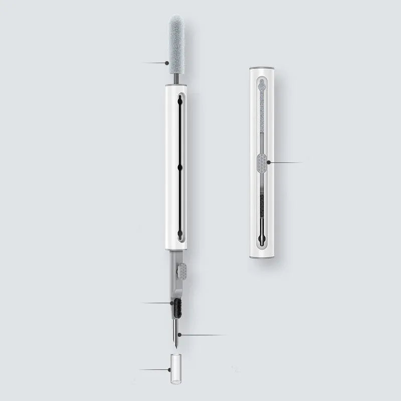 3 in 1 headset cleaning pen with metal tip and sponge on white background