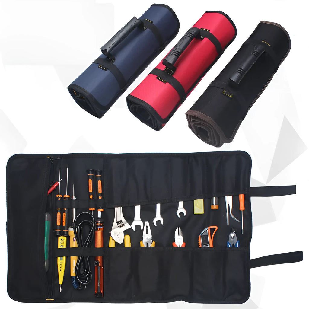 Oxford cloth electrician tool storage bag with 58.5x35.5cm dimensions in blue colour